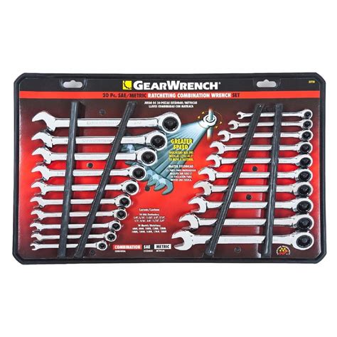 Gearwrench Point Metric And Sae Ratcheting Combination Wrench Set Pc