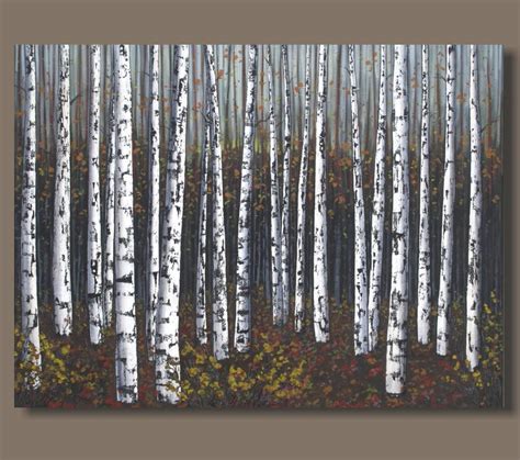 Large Birch Tree Painting 30x40 Autumn Colors Autumn Etsy Peinture