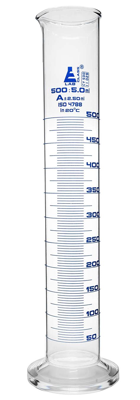 Buy Graduated Cylinder 500ml Class A Tolerance ±250ml Round Base