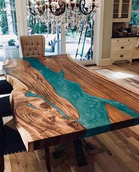 The coffee table is made using the technique resin art acacia table. Green Epoxy Resin Acacia Table Top 6x3 feet Live Edge ...