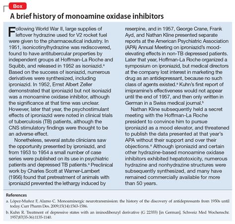 A Concise Guide To Monoamine Oxidase Inhibitors Mdedge Psychiatry