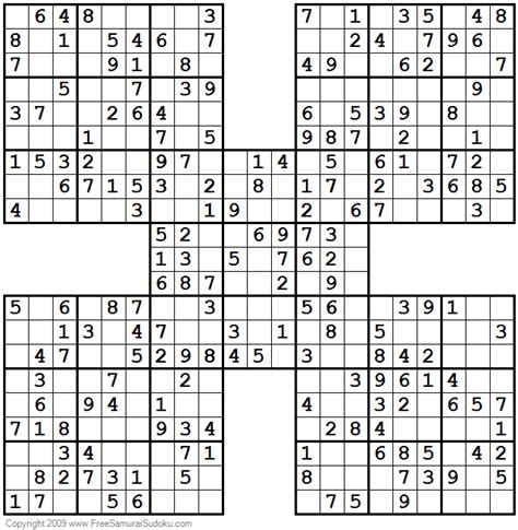 Samurai Sudoku Easy Printable