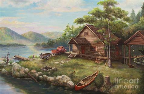 Smokey Mountain Cabin Painting By Martin Lacasse Fine Art America