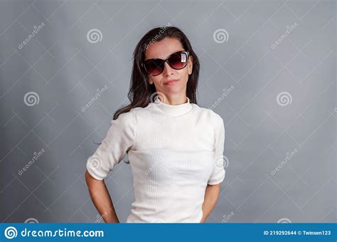Brunette Woman In Sunglasses Stock Photo Image Of Elegant Chic
