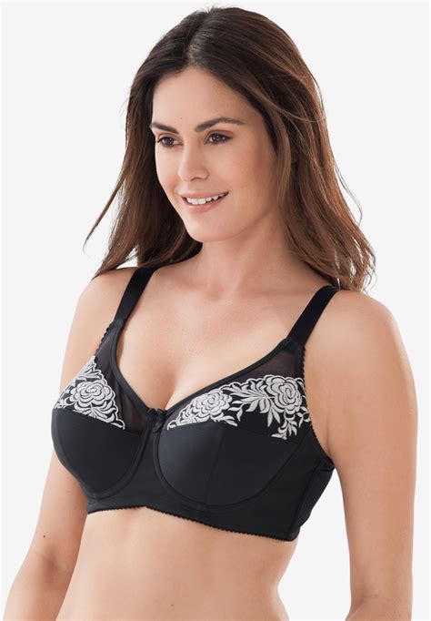 wireless full coverage embroidered bra by elila® plus size full coverage bras woman within