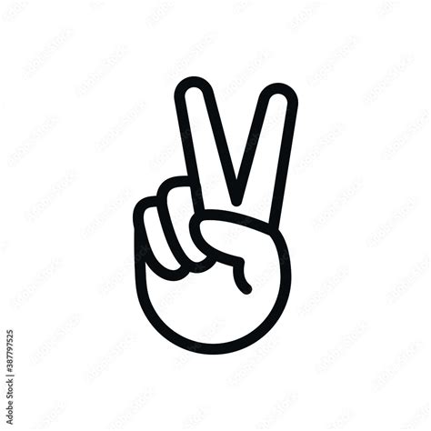 Peace Sign Hand V Icon Two Fingers Symbol Stock Vector Adobe Stock