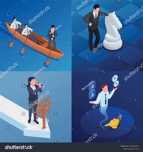 leadership infographic design concept isometric views stock vector royalty free 2131264129