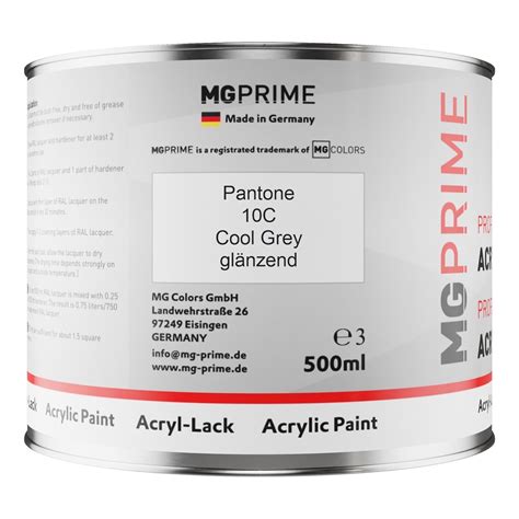 Pantone 10c Cool Grey Acryl Lack Glänzend 075 Liter 750 Ml Dose Inkl