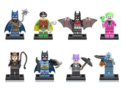 lot of 8 super heroes minifigures batman robin joker penguin catwoman mr cold mr freeze