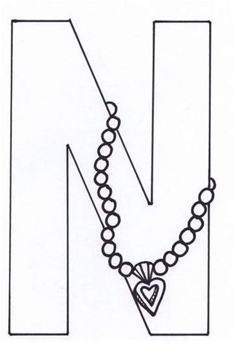 N Is For Necklace Coloring Page Clip Art Library