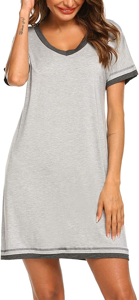 Sleepwear Womens V Neck Nightshirt Cotton Short Sleeve Nightgown Plus Size S Xxl Walmart Canada