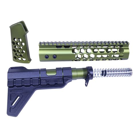 Ar 15 Honeycomb Pistol Furniture Set In Anodized Green Veriforce Tactical