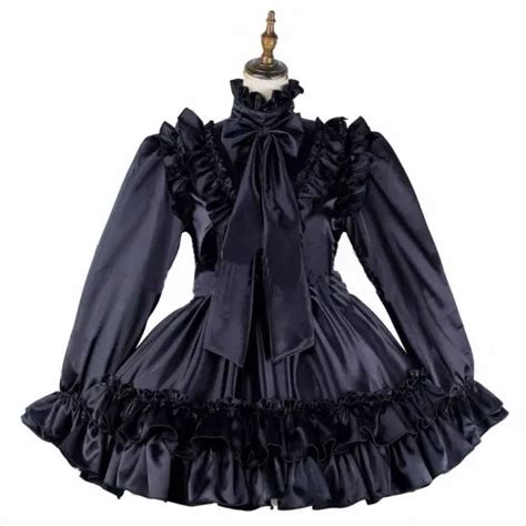 Sissy Baby Maid Mini Black Satin Lockable Dress Cosplay Costume Tailor Made Picclick