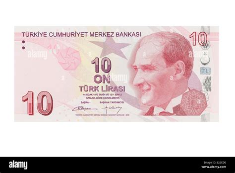 Turkish Ten Lira Banknote On A White Background Stock Photo Alamy