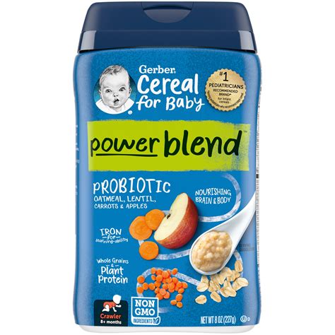Pack Of 3 Gerber Cereal Power Blend Probiotic Oatmeal Lentil 8 Oz