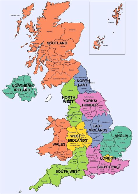 Mapa Politico De Inglaterra Con Regiones Y Sus Capitales Stock De Images