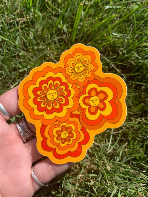 Glossy Groovy Flower Power Sticker Etsy