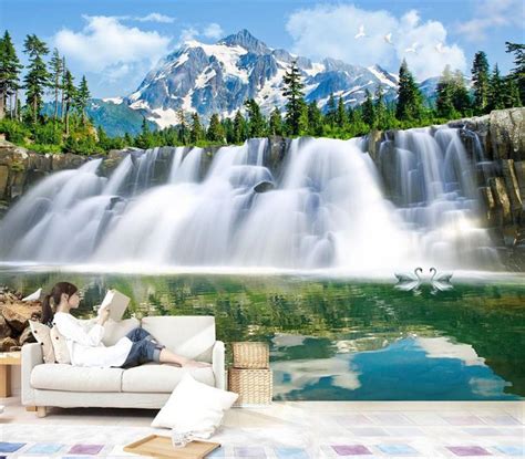 Custom Mural Living Room 3d Photo Wallpaper Snow Mountain