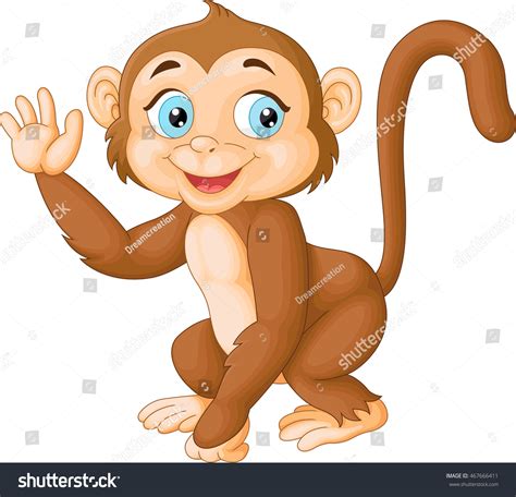 Cartoon Funny Monkey Waving Hand Stock Illustration 467666411
