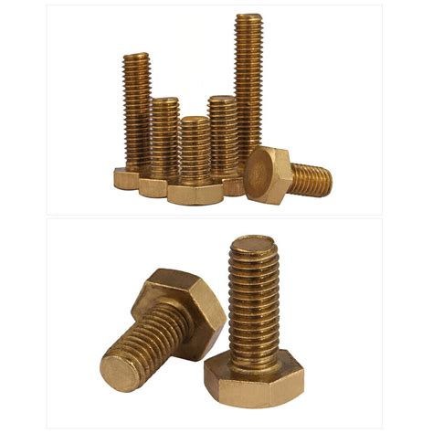 Brass M4 M5 M6 M8 M10 M12 Fully Threaded Hex Head Screws Hex Bolt 6