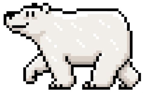Cartoon Polar Bear Pixel Style Premium Vector