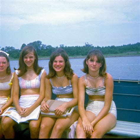 Kodachrome Slide Of Teenage Girls In Swimsuits In Boat 19 Flickr