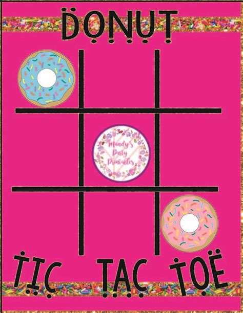 Donut Party Game Tic Tac Toe Mandys Party Printables