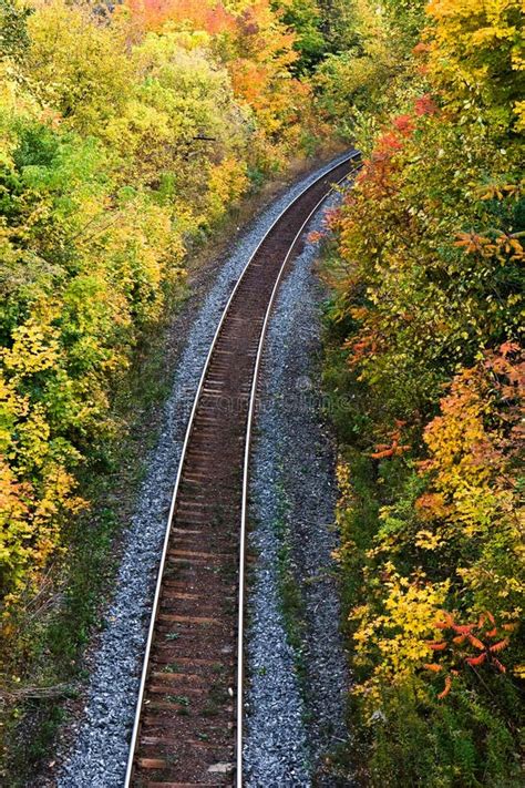 Train Tracks Run Through Autumn Stock Image Image Of Autumn Route
