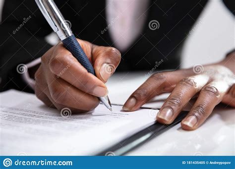 Woman Signing A Contract Stock Image Image Of Holding 181435405
