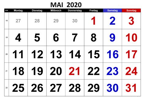 Kalender Mai 2020 Mit Feiertagen Nrw Calendar For April