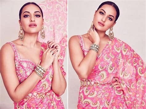 Sonakshi Sinhas Pink Saree Festive Look Has Style Comfort And Sex