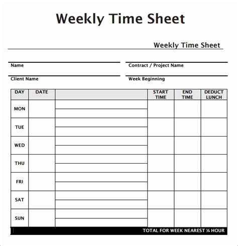 Blank Time Card Sheets