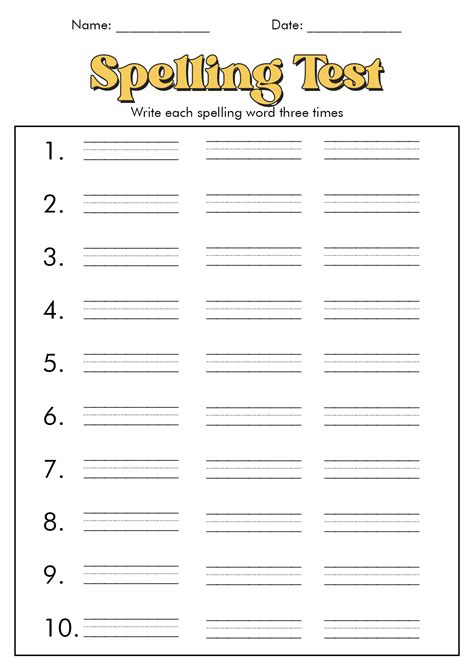 Printable Blank Spelling Practice Worksheets
