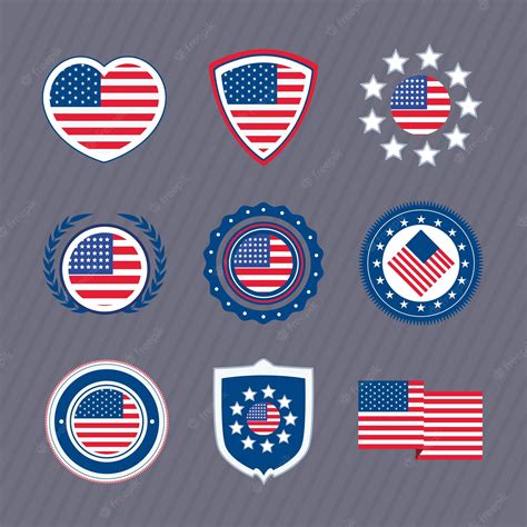 Premium Vector Usa Flag Set Nine Icons