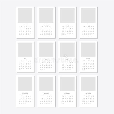 Set Of Minimalist Calendars Years 2020 Weeks Start Sunday Stock Vector