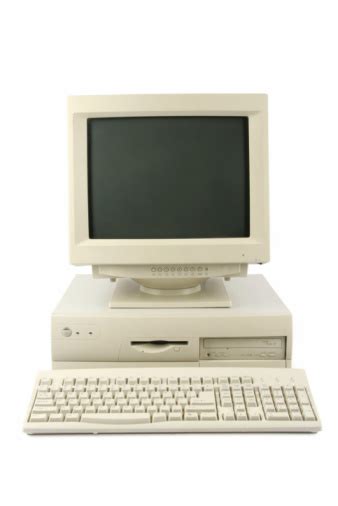 An Old Desktop Computer With White Background Stock Photo Download