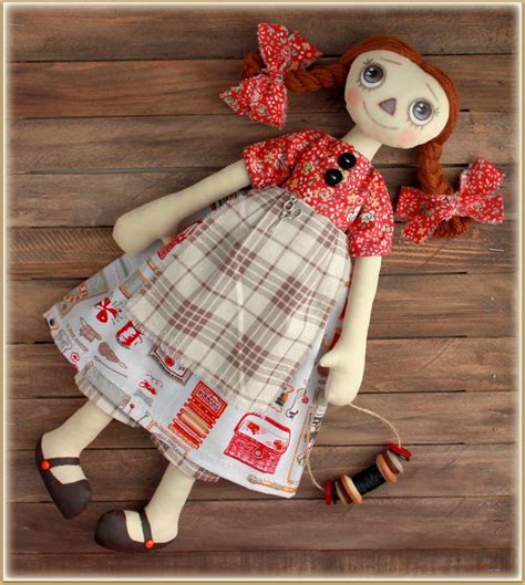 Primitive Raggedy Doll Seamstress Gabi Fabric Soft Doll Rag Doll Cloth