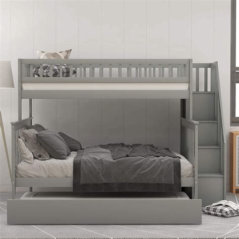 Buy Merax Twin Over Full Bunk Bed With Trundle Stairway Bunk Bed Bunk