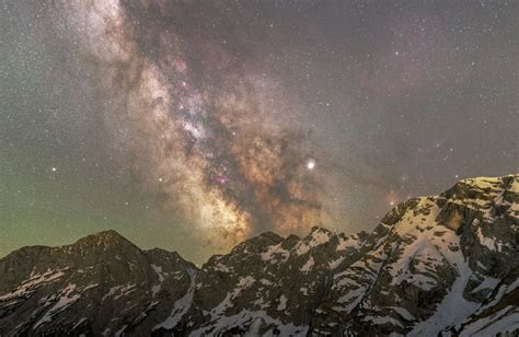 Milchstraße In Den Alpen Nacht Lichter