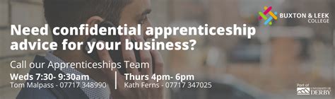 Call Our Apprenticeships Team Buxton And Leek College
