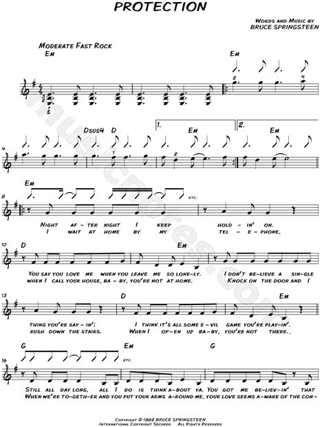 Donna Summer Protection Sheet Music Leadsheet In E Minor Download