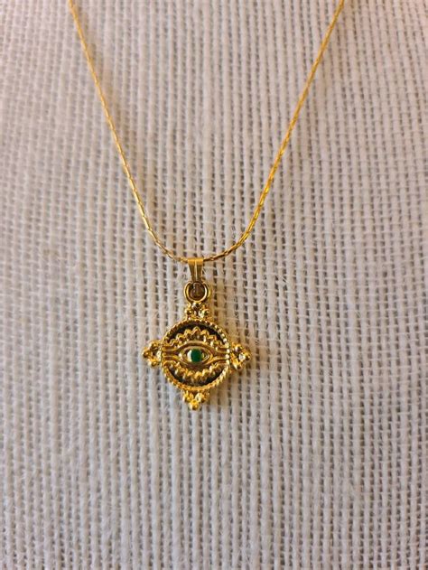 Delicate Evil Eye Necklace Gold Plated Etsy