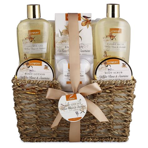 Home Spa T Basket White Rose And Jasmine Luxury 11 Piece Bath And Body Set For