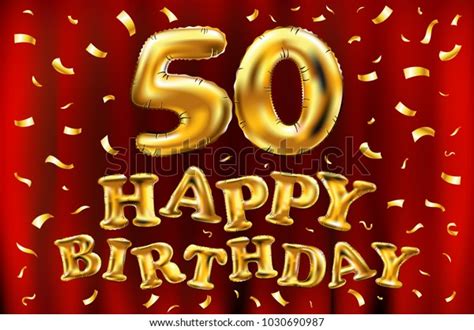 Vector Happy Birthday 50th Celebration Gold Stock Vector Royalty Free