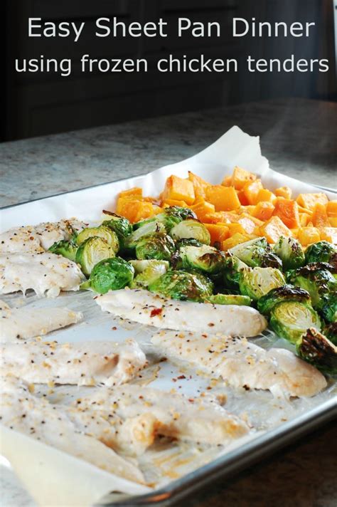 Keep this frozen food in your freezer until ready to prepare and cook thoroughly. Easy Sheet Pan Dinner Using Frozen Chicken Tenders - Eat at Home