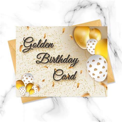 Golden Birthday Card With Balloons On The Right Template Download On