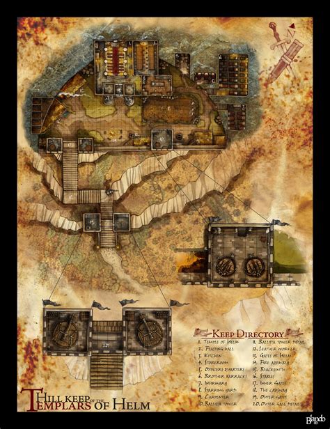 Hill Keep Of The Templars Of Helm Dungeon Maps Sunken City Fantasy Map