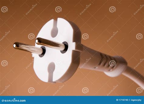 Two Pins Electric Plug On The Beige Background Stock Image Image Of