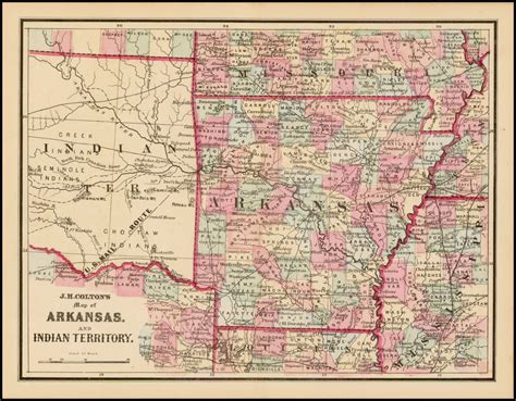 Jh Coltons Map Of Arkansas And Indian Territory Barry Lawrence