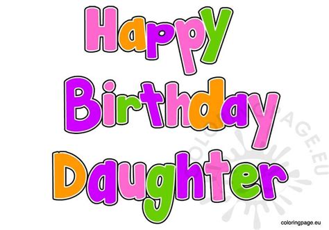 Happy Birthday Daughter Clipart Coloring Page